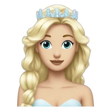 snow princess blonde hair ice crown sticker