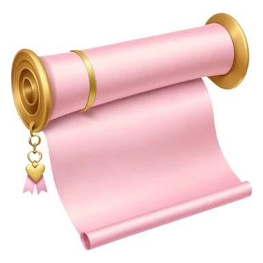 Pastel pink diploma scroll with gold ribbon and satin paper texture sticker