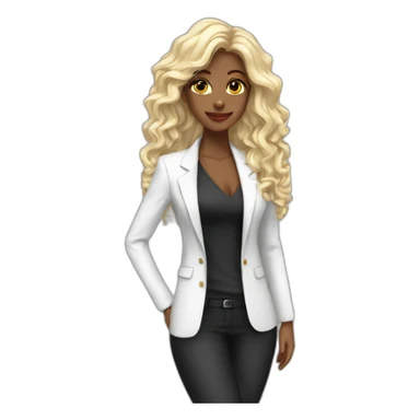 Syntia Mujer piel blanca pelo negro largoemprendedora con blazer sticker