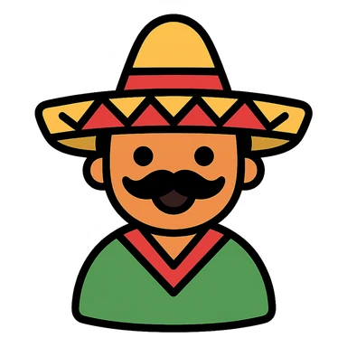 color outline icon of a funny Mexican character with a sombrero sticker