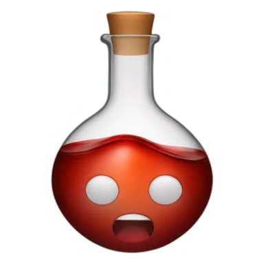red liquid in round bottom flask sticker