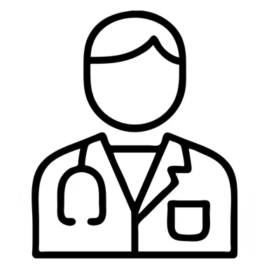 doctor icon wearing a lab coat, minimal style sticker
