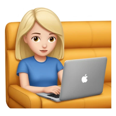 A girl is working with a laptop while lying on the sofa sticker
