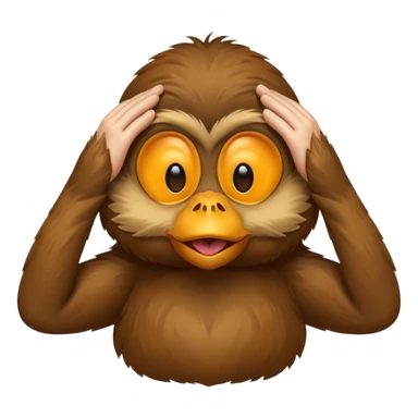 I want duck 🦆 emoji and monkey 🐒 emoji mashed together making a monkeyduck covering his eyes see no evil sticker