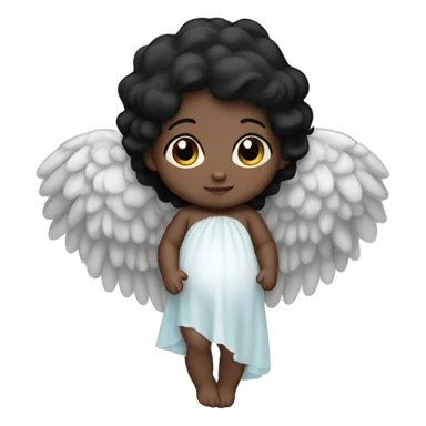 Newborn with angel wings, black hair, dark complexion sticker