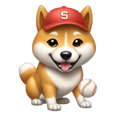 shiba-playing-baseball sticker