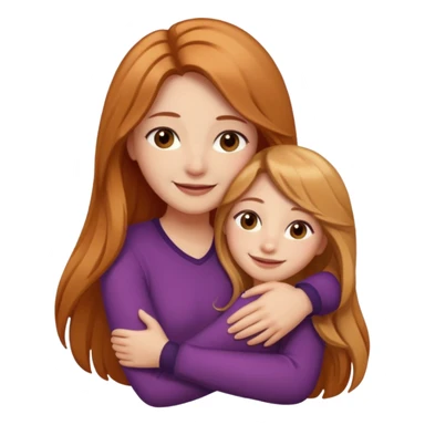 girlfriend with long dark strawberry blonde hair middle part with brown eyes giving hug sticker