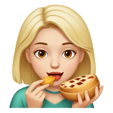 Gabby eating  sticker