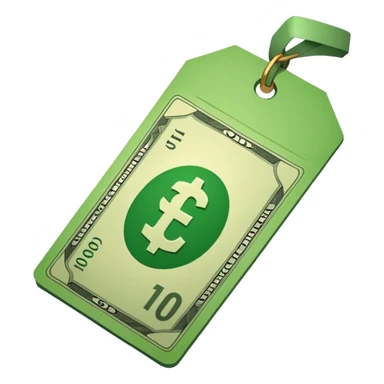 tag with cash bills sticker