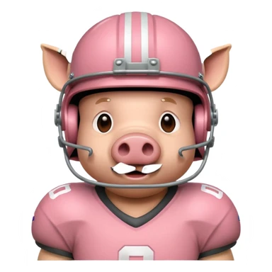 american football player pig with sticker