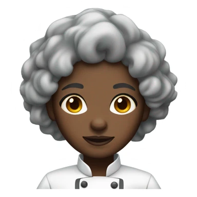 black female dark skin chef clothes curly grey hair many wrinkles sticker