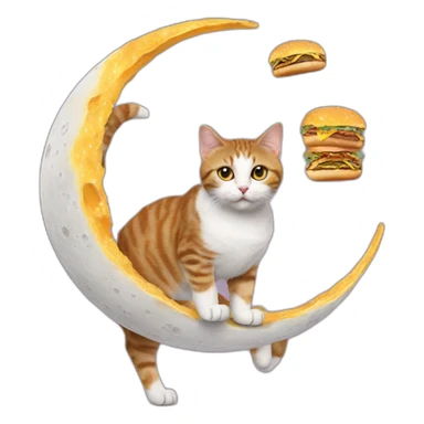 cat walking on moon with boots made of burgers sticker