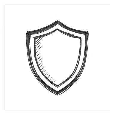 shield icon, bold outline style sticker