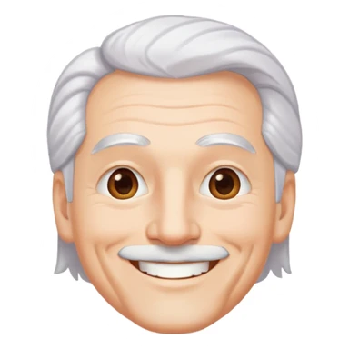 "- Nam
- 50 tuổi
- Da trắng
- Tóc bạc, lông mày trắng
- Cười mỉm
" sticker