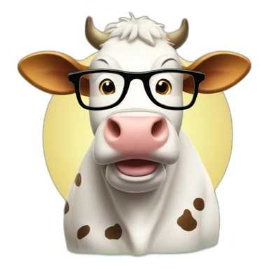 cartoon style cow with glasses drinking beer from bottle sticker