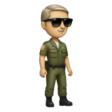 Italian white playboy with military short hairs and dark sunglasses and italian-like clothes  sticker