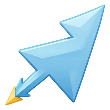 Extremely simplistic white arrow with light blue outline pointing. make the point only on one side sticker