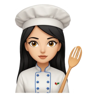 Create a persian girl, black hair, Middle Eastern with lashes  chef🧑‍🍳 emoji, barbie vibes tan skin black long hair with long lashes BADDIE VIBES long black hair and tanned skin  sticker
