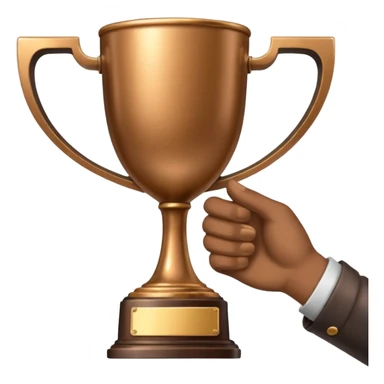 hand holding trophy sticker