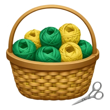 A tidy basket with neatly arranged green and yellow skeins and scissors. sticker