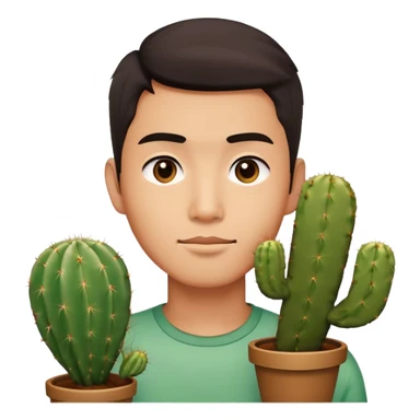 Asian guy with cactus sticker