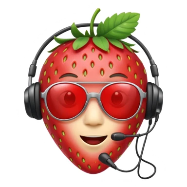 Cute strawberry wearing headset and shades sticker