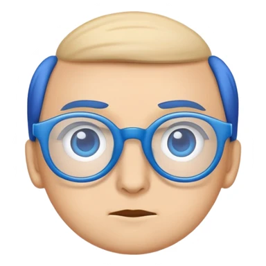 Inquisitive eyes with blue glasses resting on top of them. Minimalist, modern emoji-style design with a curious expression. sticker