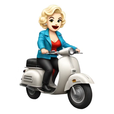 Marilyn Monroe riding a moped ￼ sticker