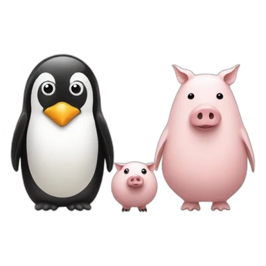 penguin and two pigs sticker