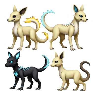 Elemental Skeletal-Manectric-Electrike-Lucio-Cubone-Umbreon-Marowak-Draco-Fakémon-hybrid-creature (full body), 4 legs sticker