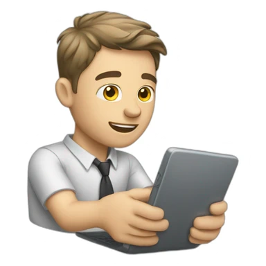 white guy typing in phone sticker