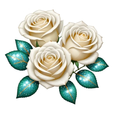 Glitter White Roses sticker