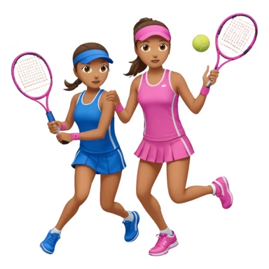 Make and female rate playing tennis one wearing blue the other wearing pink sticker