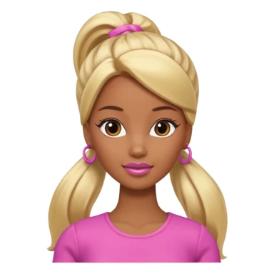 Brown skin blonde hair Barbie with hair in ponytail  sticker