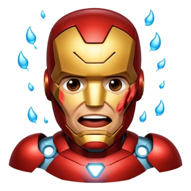 Create an Iron Man crying with laughter sticker