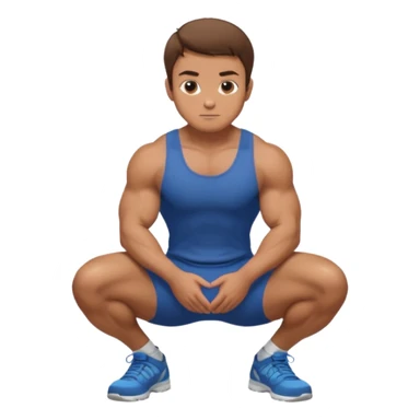 A regular man squatting with his hands on his knees sticker