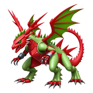 Cool edgy futuristic Guilmon-Flygon-Tyranitar-Digimon-hybrid-fusion, full body sticker