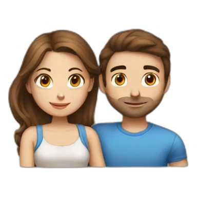 girl with brown hair kissing a guy with brown hair  sticker