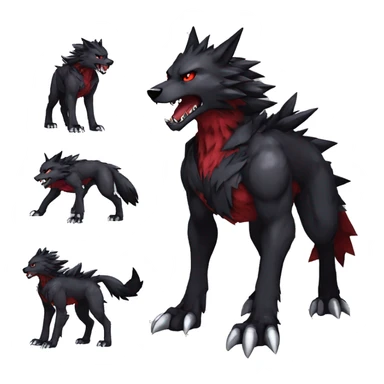  Cool Edgy Black Red Digimon-Fakemon-Garurumon-Wolf full body sticker