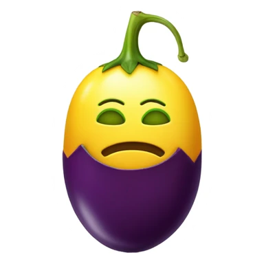 Smiley emoji with eggplant sticker