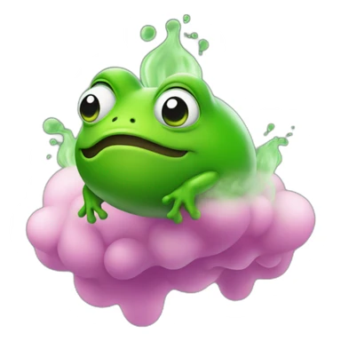 farting frog with green gases floating behind sticker