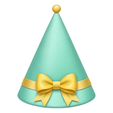 birthday hat with a bow, pastel mint and yellow sticker