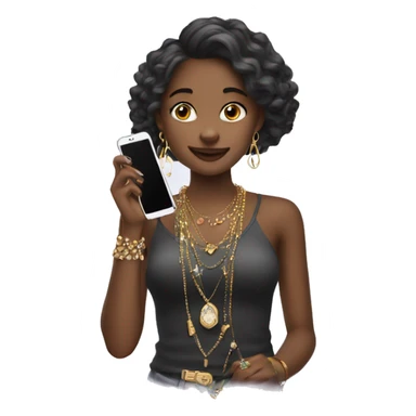 girl with phone and jewelry sticker