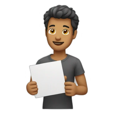 man holding up sign sticker