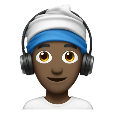 white guy with spiked blue hair and headphones on with a bandanna around forehead  sticker