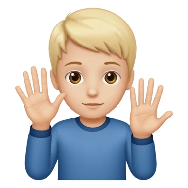 A kid holding a 6 on they left hand and 7 on right sticker