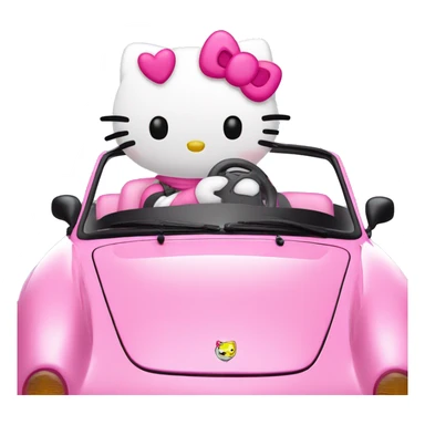 hello kitty in a pink porsche sticker