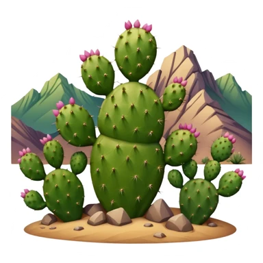 prickly pear cactus with mountains in background sticker