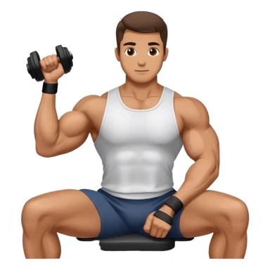 man seated weighted wrist curl sticker