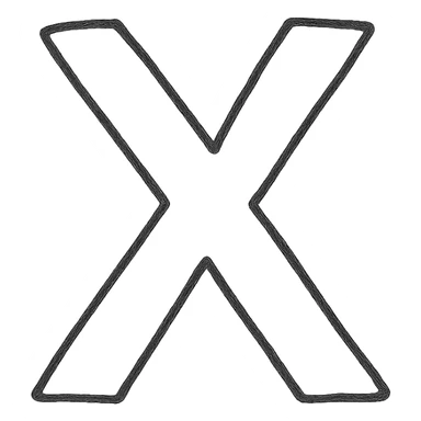 the letter X as a hand-drawn black outlined icon, sketchy and casual sticker